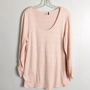 Anthropologie Akemi + Kin Sweater Women's Small Roll Tab Sleeve Scoop Neck